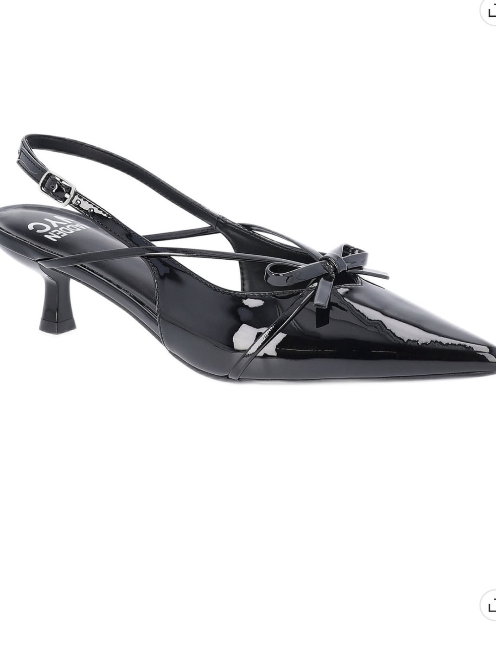 Women's Shiny Faux Leather Slingback Heels with Bow Size 6